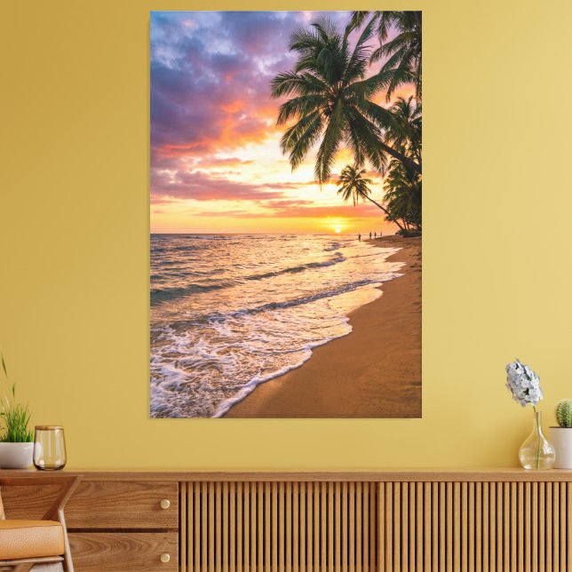 Golden Tropical Sunset Beach Canvas Print (Insitu(Sala de estar))