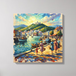 Golden Wellington Harbor Promenade Canvas
