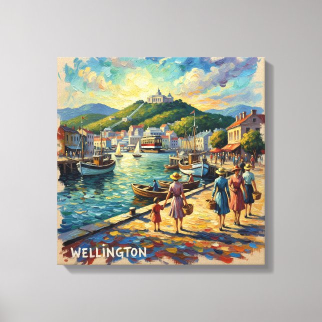 Golden Wellington Harbor Promenade Canvas (Frente)