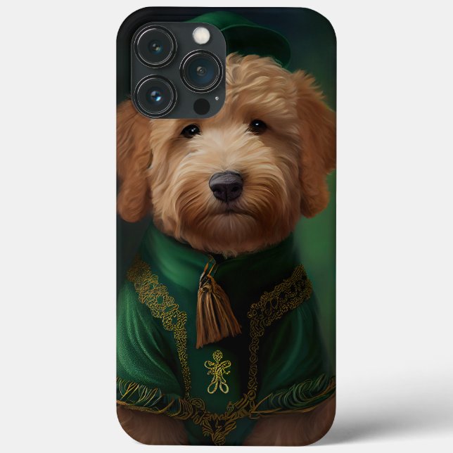 Goldendoodle Cachorro vestido de Dia de São Patríc (Verso)