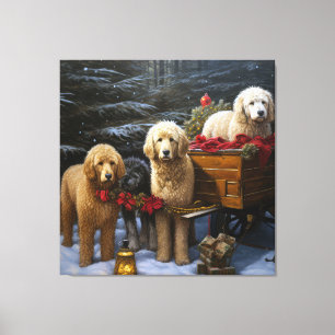 Goldendoodle Nevado Trenó Natal Decoração
