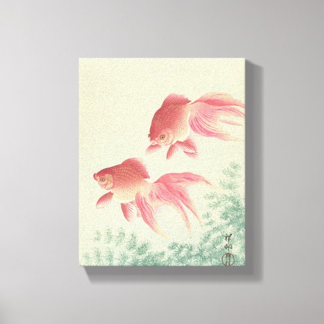 Goldfish Vintage Japonês Woodblock Impressão (Frente)