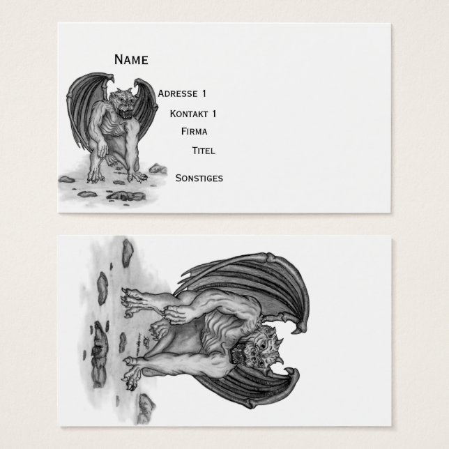 Golem Gargoyle, design preto e branco (Frente & Verso)