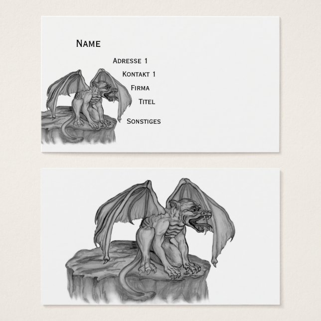 Golem Gargoyle, design preto e branco (Frente & Verso)