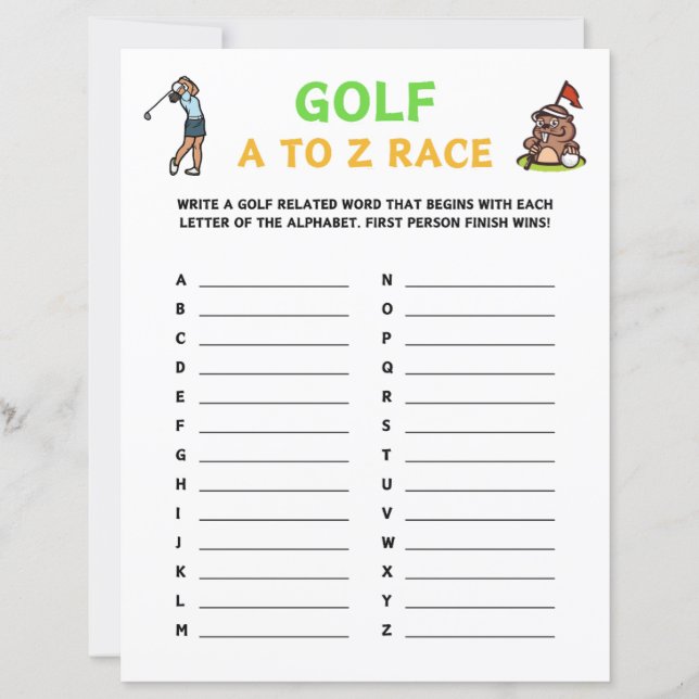 Golf A to Z Race Game (Frente)