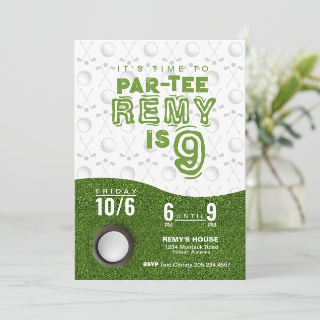 Golf Birthday Invite - Convite Par-Tee (Em pé/Frente)