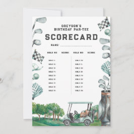 Golf Birthday Par-Tee | Cartão de Scorecard 18 Ori