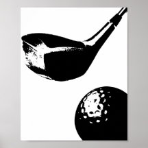 Golf Club Ball Poster Modern Sports Impressão