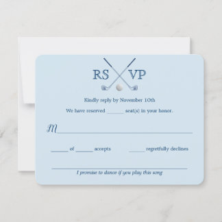 Golf Clubs Blue Striped RSVP Card 4.25x5.5