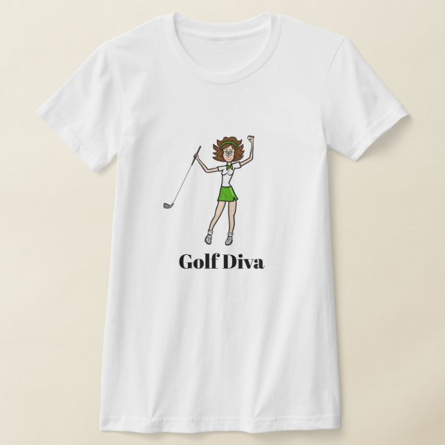Golf Diva Brunette Golfer T-Shirt (Postura )