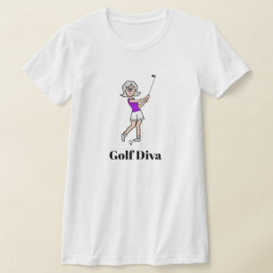 Golf Diva Cinza Cabelo Lady Golfer T-Shirt