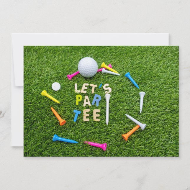 Golf Par tee convite de festas com bola de golfe (Frente)