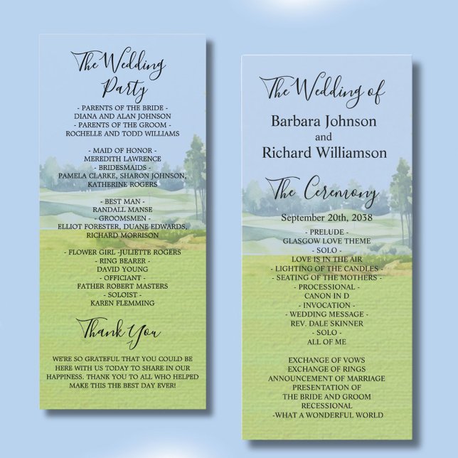 Golf Theme Wedding Order of Service Program (Criador carregado)
