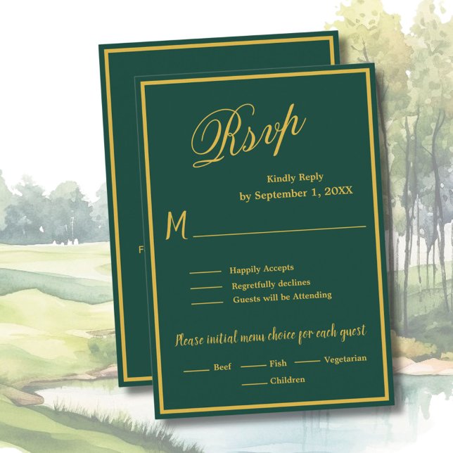 Golf Wedding RSVP Card QR Code Optional  (Criador carregado)