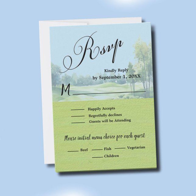 Golf Wedding RSVP Card QR Code Optional  (Criador carregado)