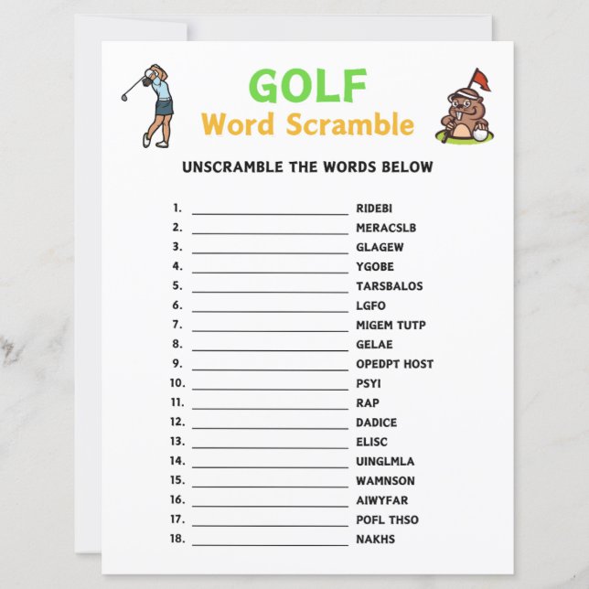 Golf Word Scramble Game (Frente)
