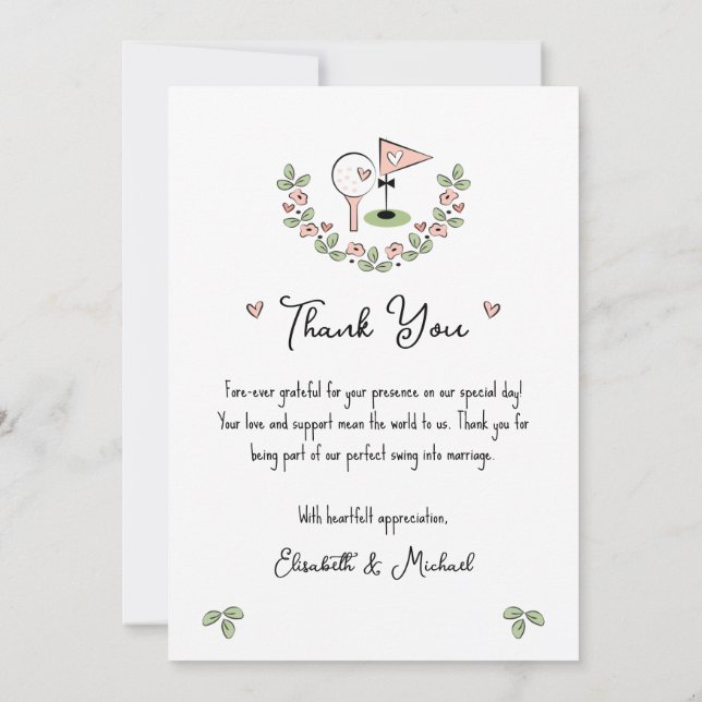 Golfe Bonito Pensava Cartões de agradecimentos de  (Verso)