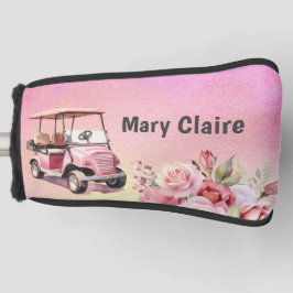 Golfe com carrinho de golfe, aquarela do campo de