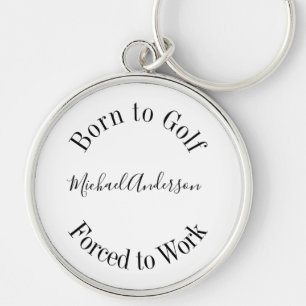 Golfe Engraçado Dizendo Chaveiro preto branco sim