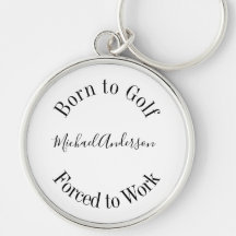 Golfe Engraçado Dizendo Chaveiro preto branco simp