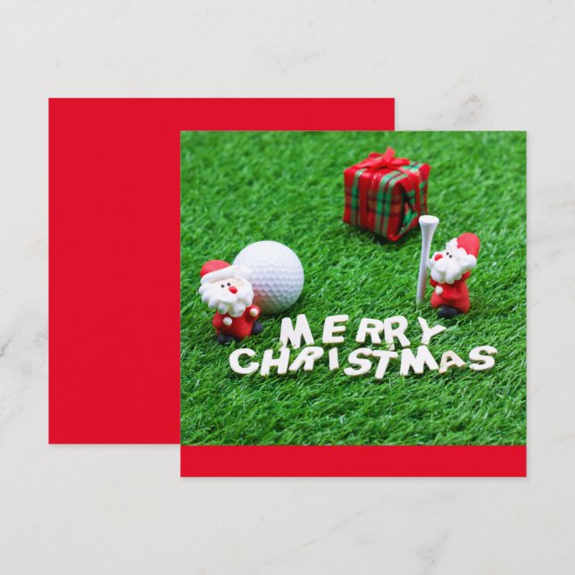 Golfe Feliz Natal com Papais noeis jogando golfe (Frente/Verso)