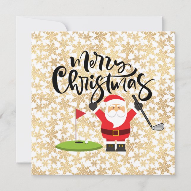 Golfe Feliz Natal com Papais noeis jogando golfe (Frente)