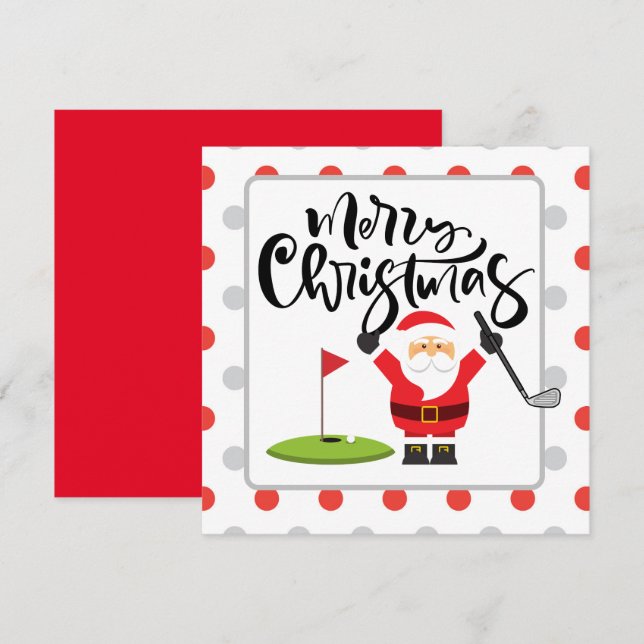 Golfe Feliz Natal com Papais noeis jogando golfe (Frente/Verso)