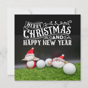 Golfe Feliz Natal com Papais noeis jogando golfe