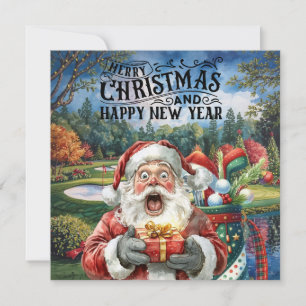 Golfe Feliz Natal com Papais noeis jogando golfe