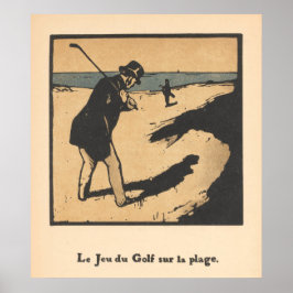 Golfe na praia - Impressão de Golfe Vintage