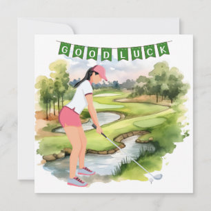 Golfe saudando bola de golfe boa sorte para a dama