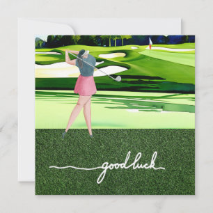 Golfe saudando bola de golfe boa sorte para a dama
