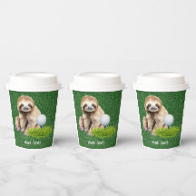 Golfe Sloth Golfer com grama verde