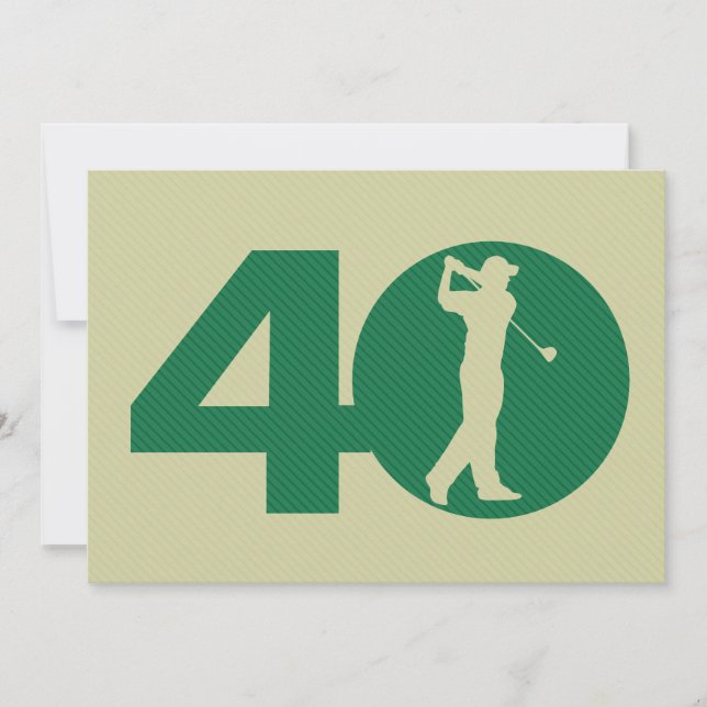 Golfer Green Tan aniversário de 40 anos Convite (Frente)