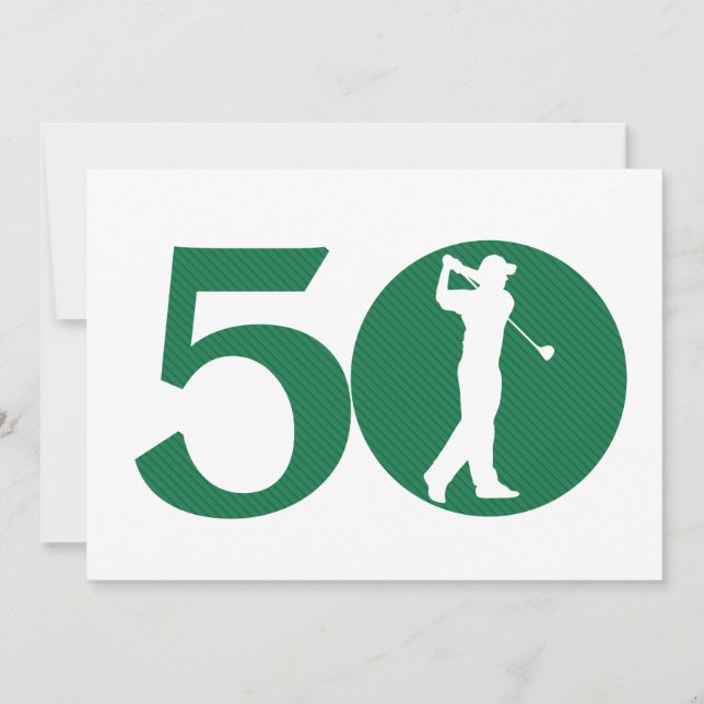 Golfer Green White 50º Convite de aniversário (Frente)
