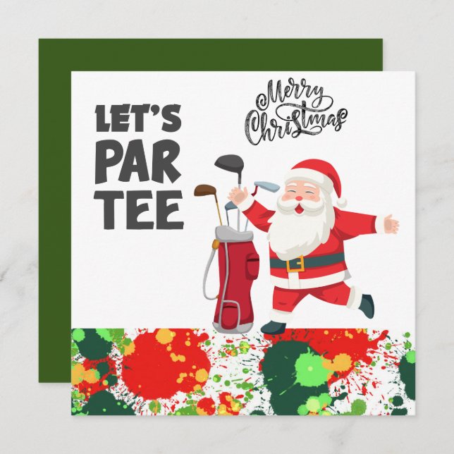 Golfer Papai Noel com Saco de Golfe (Frente/Verso)