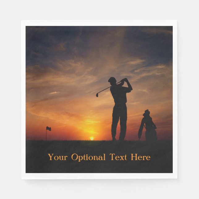 Golfer Sunset - papel personalizado guardanapos (Frente)