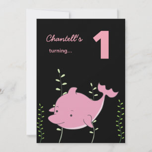 Golfinho de 1rua do bebê sob o convite de anivers