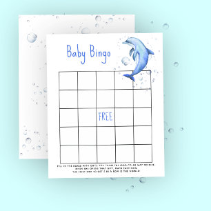 Golfinho de aquarela - jogo de bingo Chá de fralda