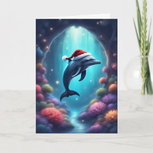 Golfinho de Natal debaixo do mar - Cartão de Féria