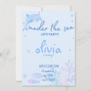 Golfinho Do Oceano Sob Convite De Aniversário Do M