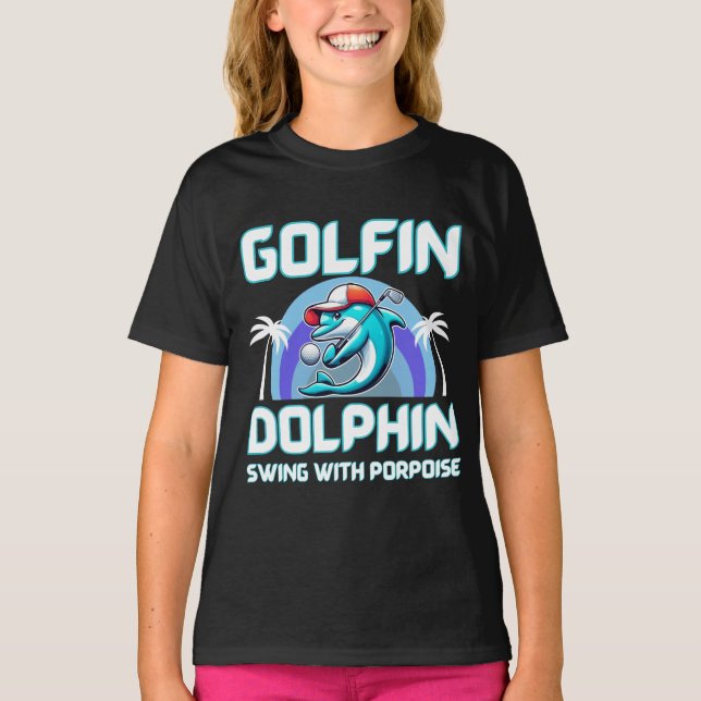 Golfinho jogando camisa de golfe | Presente para p (Frente)
