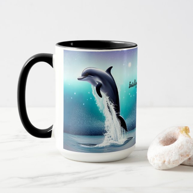 Golfinho Pulando Na Caneca Do Oceano (Com Donut)