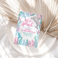 Golfinho sob o Convite de Aniversário do Mar