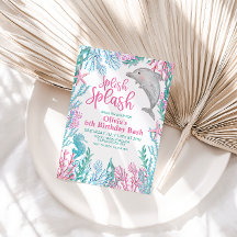 Golfinho sob o Convite de Aniversário do Mar