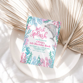 Golfinho sob o Convite de Aniversário do Mar