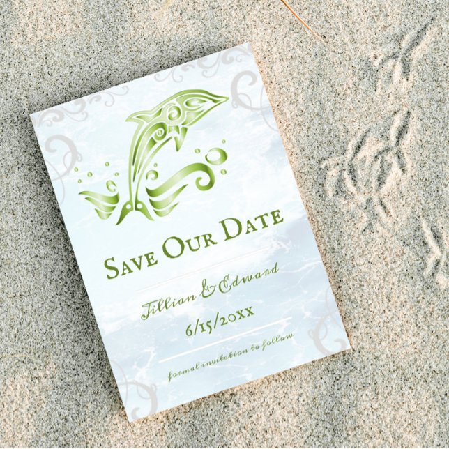Golfinho Verde Salve O Anúncio De Data (Green Dolphin Save the Date)