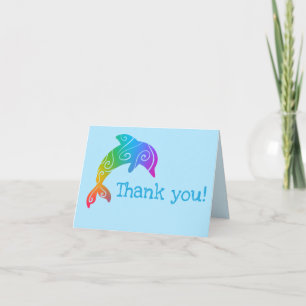 Golfinhos De Ombre Coloridos Obrigado Cartões