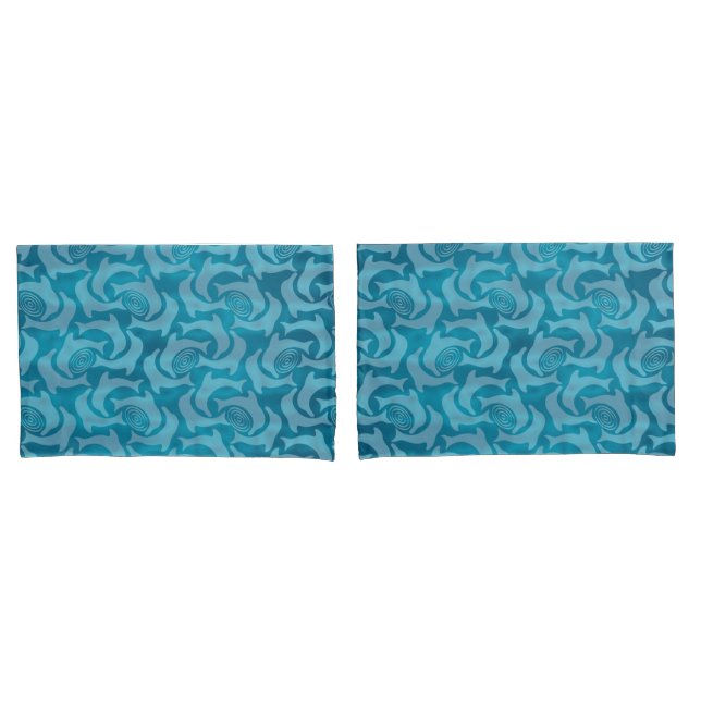 Golfinhos e ondulações Torquoise Blue Pillowcase (Frente - conjunto)