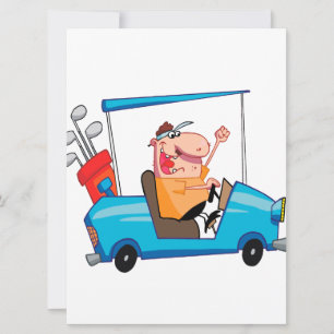 golfista engraçado no carrinho de golfe